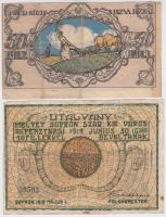 Sopron 1918. május 1. 10f + 50f utalvány T:III egyik ragasztott
