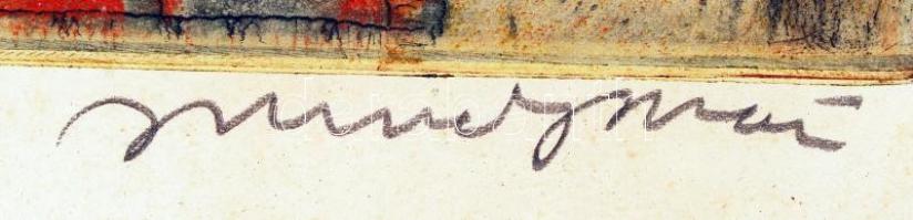 Imre István (1918 - 1983): Asztali csendélet. Színezett rézkarc, papír, jelzett, üvegezett keretben,...