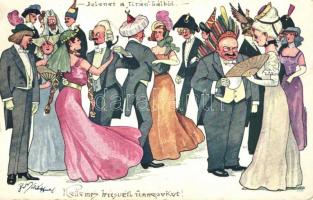 At the ball, dancing couples, B.K.W.I. 370-5. s: Schönpflug (fa)