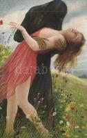 Der Tod und das Mädchen / Erotic art postcard Moderne Meister s: Adolf Hering