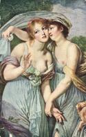 The two friends / Erotic art postcard s: Greuze (fa)