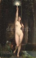 Die Wahrheit / Erotic nude art postcard litho s: Jules Lefevre (EK)