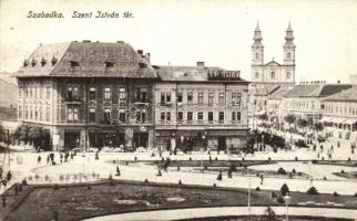 Szabadka, Szent István tér, Földes Samu üzlete / square, shop, church