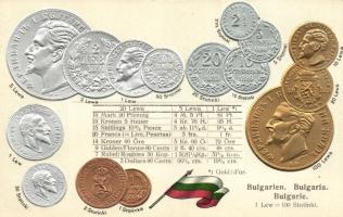 Bulgarien, Bulgaria - Set of coins, currency exchange chart Emb. litho