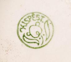 Kispest, áttört tálka, kézzel festett, jelzett,  17cm, m:: 5,5 cm