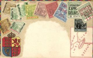 Mauritius - set of stamps, Ottmar Ziehers Carte Philatelique No. 89. litho (cut?)