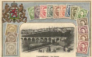Luxembourg, Vue Generale; H. Guggenheim & Co. / set of stamps Emb. litho