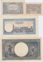 Románia 1915. 2L + 1917. 50b + 1920. 1L + 1943. 1000L + 1944. 5000L T:II,III
Romania 1915. 2 Lei + 1...
