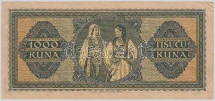 Független Horvát Állam 1943. 1000K T:III
Independent State of Croatia 1943. 1000 Kuna C:F
Krause 12