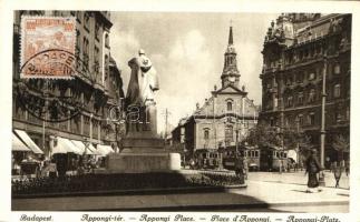 Budapest V. Apponyi tér, templom, villamos, Divald (Rb)