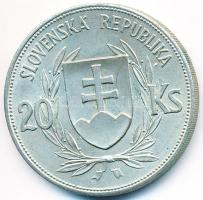 Szlovákia 1939. 20K Ag "Tiso" T:2,2- Slovakia 1939. 20 Korun Ag "Tiso" C:aXF