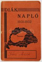 1931-1932 Diák-napló, előjegyzési naptár az 1931/32. tanévre, benne a sportok kis lexikonával, címlapon Nagy-Magyarország képével