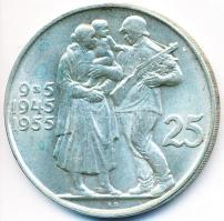 Csehszlovákia 1955. 25K Ag "Felszabadulás 10. évfordulója" T:2 Czechoslovakia 1955. 25 Korun Ag "10th Anniversary - Liberation from Germany" C:XF