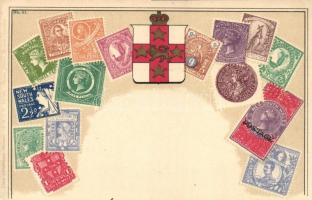 New South Wales, Australia - set of stamps, Ottmar Ziehers Carte philatelique No. 51. litho