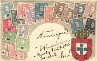Portugal - set of stamps, Ottmar Ziehers Carte philatelique No. 1. Emb. litho
