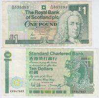 Vegyes: Skócia 1988. 1Ł + Hong Kong 1988. 10$ T:II-,III Mixed: Scotland 1988. 1 Pound + Hong Kong 1988. 10 Dollars C:VF,F