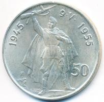 Csehszlovákia 1955. 50K Ag "Felszabadulás 10. évfordulója" T:2 Czechoslovakia 1955. 50 Korun Ag "10th Anniversary - Liberation from Germany" C:XF Krause KM#44