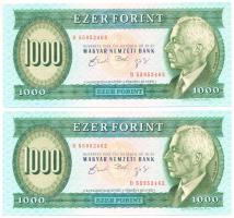 1992. 1000Ft (2x) "D" egymást követő sorszámmal T:I