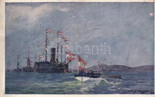 Die Seeschlacht bei Lissa, Flaggengala im Hafen von Lissa, Österreichische Flottenverein / K.u.K. navy, battle of Lissa s: Harry Heusser