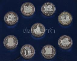 NSZK 1989-1990. "Német-Amerikai Barátság" sorozat, benne 9db klf Ag emlékérem, eredeti dís...