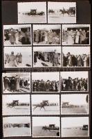 cca 1930-1940 Katonai lovasbemutató verseny, 17 db fotó 2 kartonlapra ragasztva, 8x6 cm / cca 1930-1940 Military horses, 17 photos, 8x6 cm