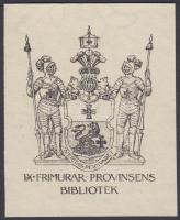 Jelzés nélnkül: Ex libris IX. Frimurar-Provinsens Bibliotek, klisé, papír, 7,5×6 cm
