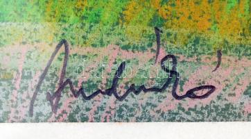 Andráskó István (1930-2013): Parti fák. Pasztell, papír, jelzett, üvegezett keretben, 23×38 cm