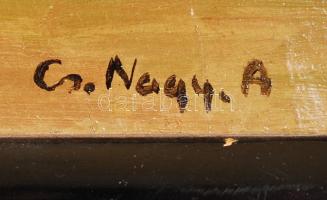 Cs. Nagy jelzéssel: Falusi ház udvara. Olaj, farost, jelzett, fa keretben, 34x24 cm