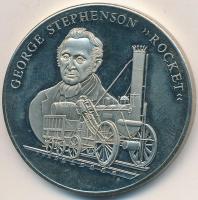 DN. George Stephenson gőzmozdonya ezüstözött fém emlékérem T:PP ND. George Stephenson Rocket commemorative silver plated metal medallion C:PP