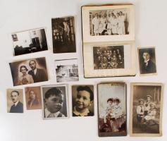 Fénykép album sok fotóval cca 1929-1935 orvosok fényképeivel, vegyes családi fotók 5db kemény hátú, ill., 6db puha hátú