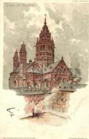 1898 Mainz, Dom; Freytags Kunstblätter in Postkartenform No. 16 III. Serie Der Rhein / cathedral, litho s: D. Schmohl