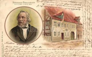 Detmold, birthplace of Ferdinand Freiligrath, Lith-Artist Anstalt München, Serie 80. No. 20447. litho (EK)