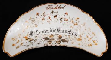 4db Moritz Zdekauer Ausztria,  aranyozott (kissé kopott), csontos tálka, 17,5 cm, hibátlan, jelzett