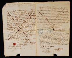 1866 Torontál megye telekkönyvi hivatal által lepecsételt hivatalos levél viaszpecséttel