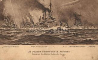 Die Deutsche Schlachtflotte im Auslaufen, Ostfriesland-Klasse Neue Kaiser-Klasse L1 Deutschland-Klasse Moltke / German battle fleet (fa)