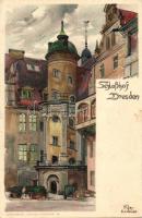 Dresden, Schlosshof; Veltens Künstlerpostkarte 167. litho s: Kley