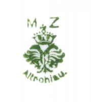 MZ Altrechlau virágmintás matricás porcelán kancsó, kopásnyomokkal, jelzett, m: 23 cm