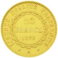 Franciaország 1875A 20Fr Au Párizs (6.45g/0.900) T:2-
France 1875A 20 Francs Au Paris (6.45f/0.900) ...