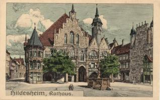 Hildesheim, Rathaus; Kunstverlag Fischer & Fassbender etching style art postcard