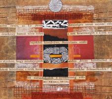 Ajtai Tamás (1952-): Oltárvilág. Vegyes technika, karton, jelzett, újszerű keretben 21×21 cm