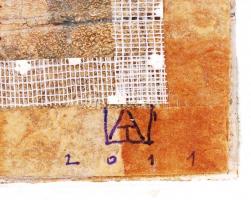 Ajtai Tamás (1952-): Oltárvilág. Vegyes technika, karton, jelzett, újszerű keretben 21×21 cm