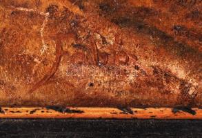 Fabó jelzéssel: Naiv városkép. Olaj, karton, keretben, 30×40 cm