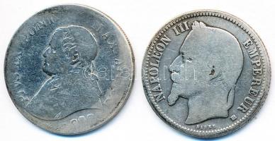 Vegyes: Franciaország 1868BB 1Fr Ag "III. Napóleon" + Pápai Állam 1866R 1L Ag "IX. Pi...