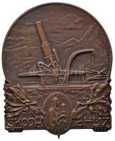 Osztrák-Magyar Monarchia ~1915. "Skoda BHL 17" tombak sapkajelvény. Szign.: R.Placht (31x43mm) T:2 Austro-Hungarian Monarchy ~1915. "Skoda BHL 17" tombac cap badge. Sign.: R.Placht (31x43mm) C:XF