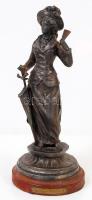 Ernest Rancoulet (1870-1915): Esernyős hölgy Depart pour la promenade, par Rancoulet táblácskával, nagy szériában készült spiater szobor. Nettó magasság: 25cm, jelzett.