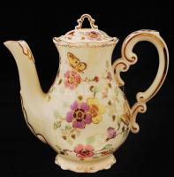 Zsolnay pillangó mintás mokkás készlet, kézzel festett, hibátlan, jelzett / Zsolnay coffee set in fl...