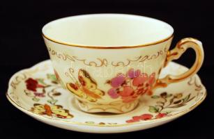 Zsolnay pillangó mintás mokkás készlet, kézzel festett, hibátlan, jelzett / Zsolnay coffee set in fl...