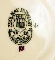 Zsolnay pillangó mintás mokkás készlet, kézzel festett, hibátlan, jelzett / Zsolnay coffee set in fl...