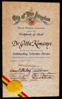 1982 Los Angeles városának Emberi Erőforrások Bizottsága által adományozott, önkéntességről szóló kitüntetés / Certification of Merit about volunteer service, given by the Human Relations Commission of Los Angeles