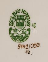 Zsolnay búzavirág mintás porcelán bonbonier, kézzel festett, hibátlan, jelzett, d: 9 cm